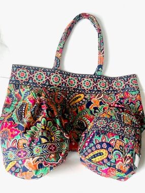 Vera Bradley “Get Carried Away” Large Tote  | Wet Bag | Lunch Bag Set NWOT